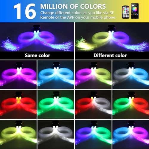 Image of Starlight Headliner Kit,Twinkle + Music Sync Dual Color Fiber Optic Star Ceiling Lights with APP Remote Control, RGBW Star Lights for Car /Home Ceiling Decor, 1200pcs 9.8ft