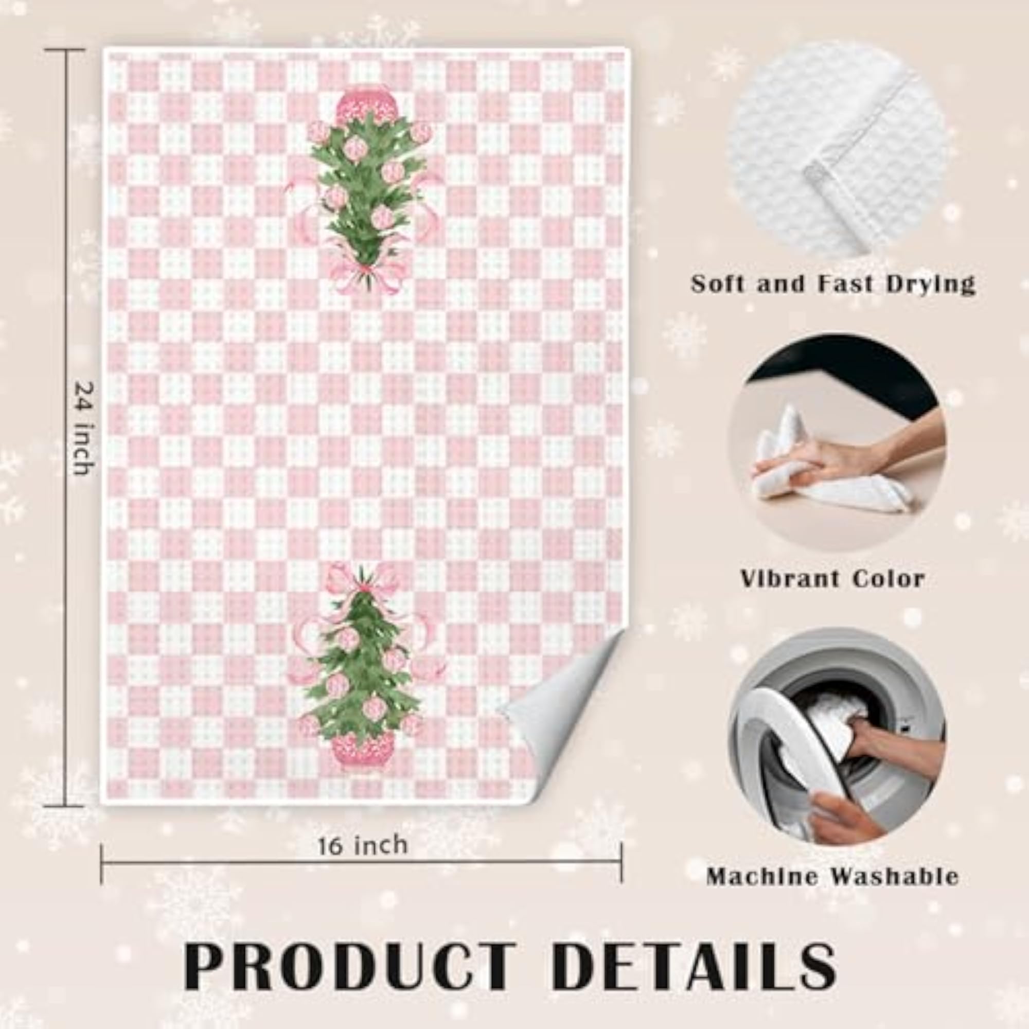 Pink Chinoiserie Christmas Kitchen Towels, Decorative Hand Towels