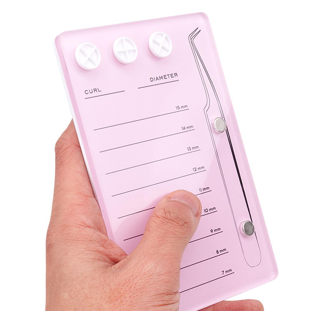 Acrylic Eyelash Extension Tray Plate Grafting False Eyelash Tray with Scale Lines Eyelash Extension Tray Organizer Adhesive Glue Holder Magnetic Tweezer Holder for Eyelashes Extension Tool, Pink