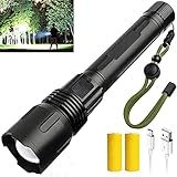 Rechargeable Led Flashlight, 100000 Lumens Super Bright High Lumens with Batteries Included, Handheld Light Zoomable Waterproof Flashlight with 5 Lighting Modes for Outdoor Indoor
