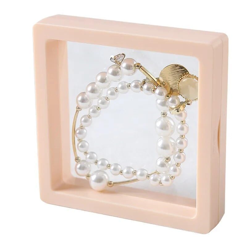 Image of Bhavya Floating Jewellery Display Frame,Transparent Coin Storage Box, Gifting Box, Silver Coin Display Case,Storage Display for Earrings,Ring,Bracelet, Necklace -5 Pcs (Pink) (11 X 11)