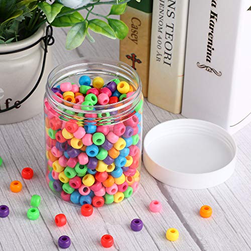 Image of Patelai 4 Pcs Plastic Jars Wide Mouth with Lids,10 Ounce,White