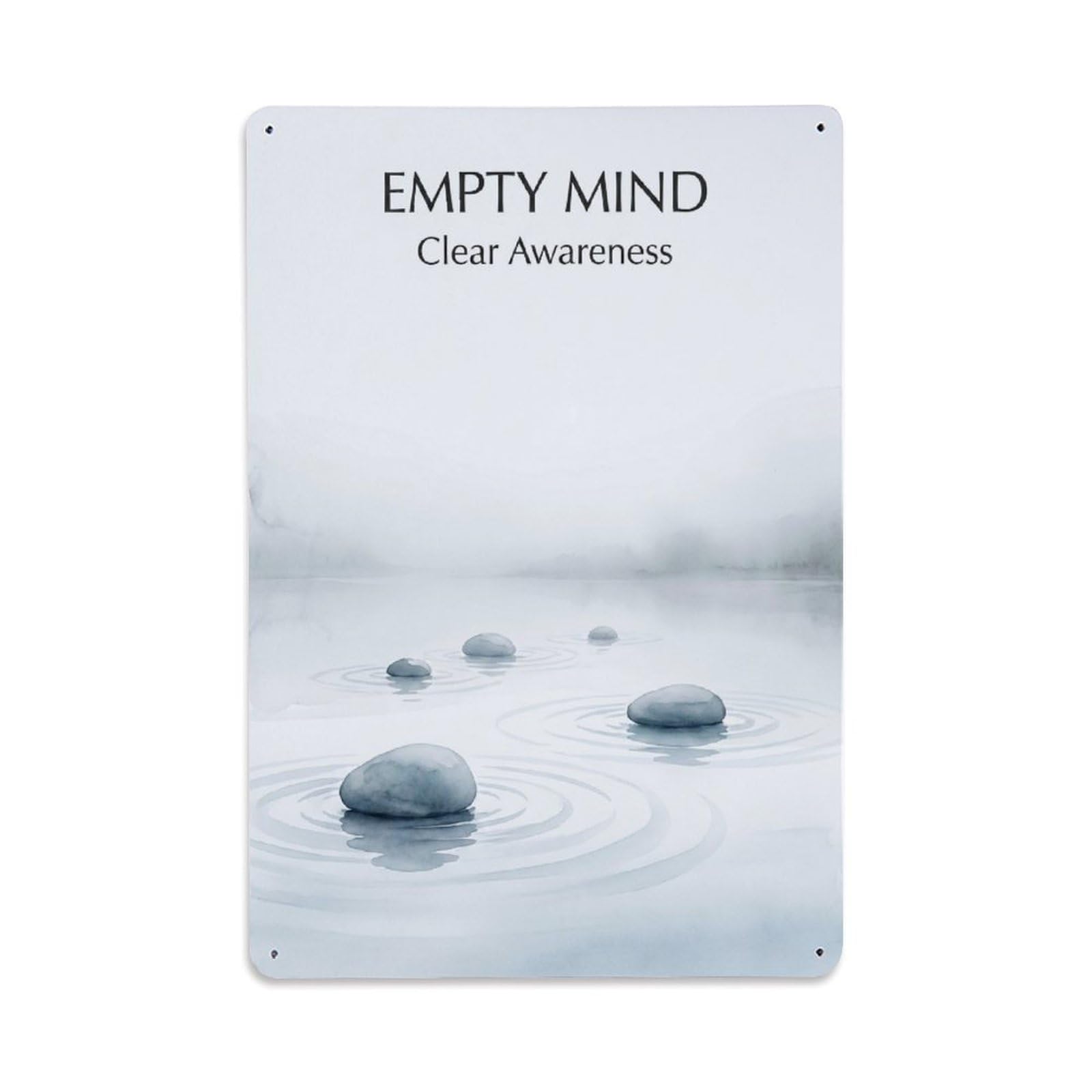 Zen Empty Mind Stones Ripple Healing Meditation Water Classic Metal Tin Sign Plaque Wall Decor for Cafe, Man Cave, Club Bar, Office, Home Garden Round Metal Poster 8x12Inch
