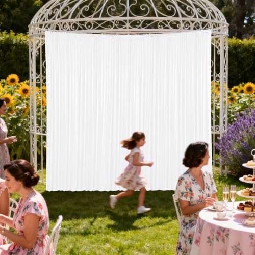 2×8FT-2PCS White Sequin Backdrop Curtains Panels, Photography Backdrop Glitter Curtains Fabric Background for Christmas Wedding Party Decor by Pufogu - Image 4