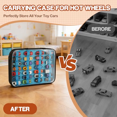 56 Slots Car Storage Case with Play Mat for Hot Wheels & Matchbox Cars by RZYLKA - Used condition - Image 8