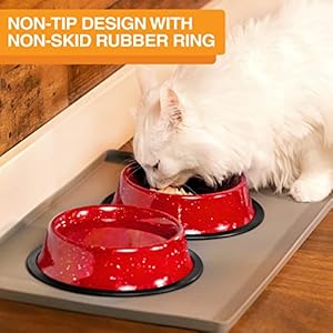Neater Pet Brands - Outdoor Camping Style Pet Bowl - Enamel Ware Blue Black Granite Colors - Dog Cat No Tip Skid Bowls (64 oz, Red) Neater Pet Brands Outdoor Camping Style Pet Bowl Enamel Ware Blue Black Granite Colors Dog Cat No Tip Skid Bowls 64 oz Red
