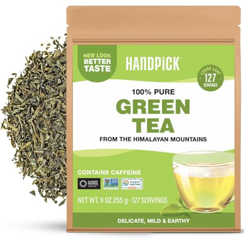 Image of HANDPICK Green Tea Loose Leaf (9oz|127 Cups) Pure Whole Green Tea Leaves