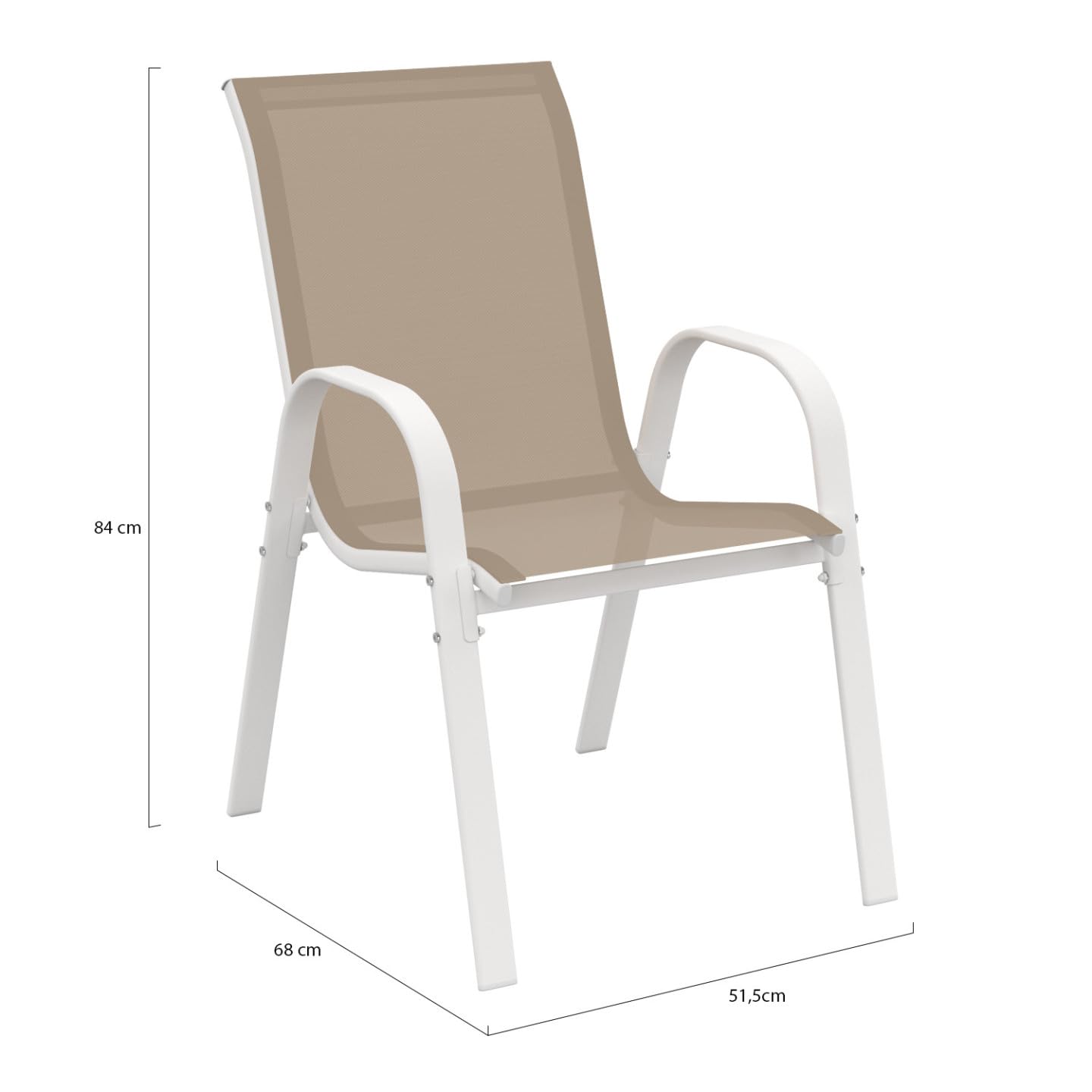 IDMarket - Lot de 6 chaises de Jardin LYMA métal et textilène empilables Blanc et Beige