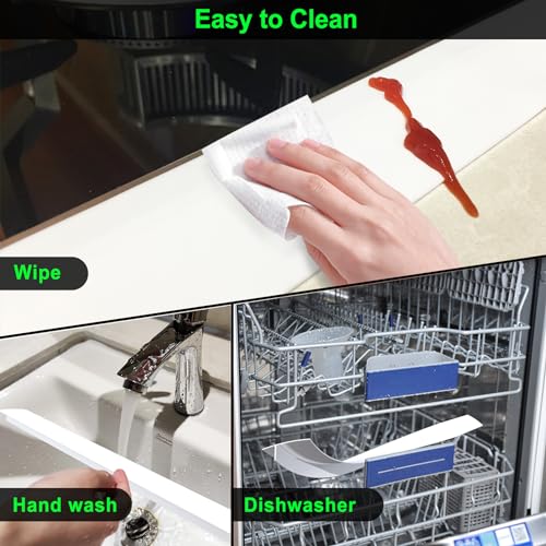 Image of KindGa Silicone Stove Counter Gap Cover - 25 Inch Gap Filler 2 Pack White | Stove counter gap filler, oven side gap filler sealing spills between kitchen appliances, stovetop oven strips gap countertop