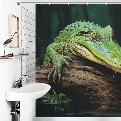 Rideau de douche imperméable crocodile 183x183cm pour salle de bain