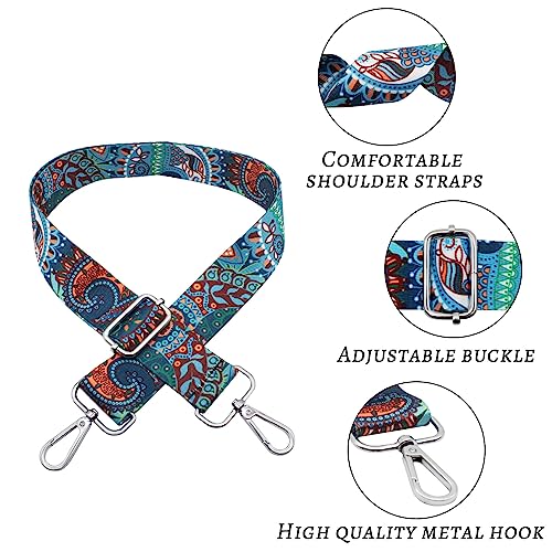 Image of Purses Strap - Crossbody, Shoulder Strap for Girls & Women, Fashionable & Adjustable Bohemian Style (Blue)