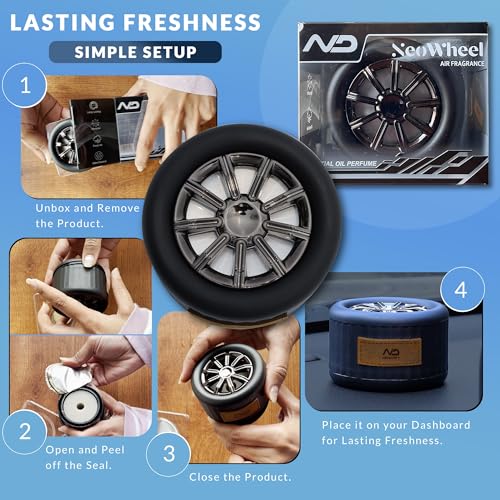 Image of NEODRIFT 'NeoWheel' (Set of 1) | New Car | Premium Dashboard Car Perfume Air Freshener (Long-Lasting Car Fragrance, Premium Stylish Accessory)