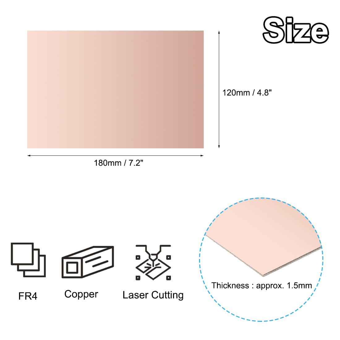 PATIKIL 120x180x1,5mm Circuit Imprimé Stratifié Double Face PCB 12Pcs | 1,5mm Épaisseur Plaque d'Essai Universelle FR4 Cuivrée pour la Gravure, Kit de Circuit Imprimé DIY