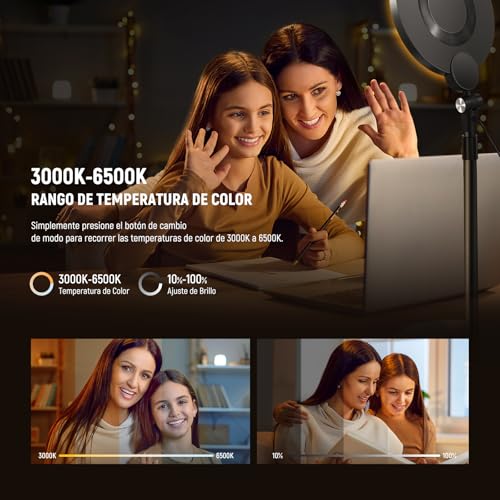 Luz anillo kit iluminación para vlog maquillaje y transmisión de vídeo 3