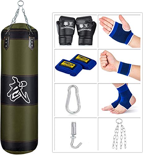 Sfeexun Boxsack Hängend 120cm Set für Kinder, Erwachsene, Jugendliche - Grün Sandsack mit Handschuhâ€¦ – Miniatur