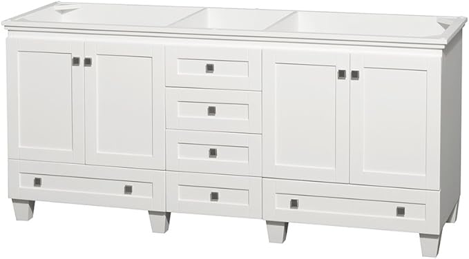 Wyndham Collection Acclaim 72 inch Double Bathroom Vanity in White, No Countertop, No Sinks, and ...