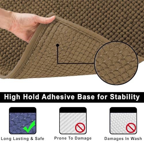 Image of LUXEHOME International Bath Mats for Bathroom Anti Slip Microfiber Chenille Super Absorbent Quick Dry Water Soak Floor Mat for Home Kitchen Door (45x75cm 60x120cm Chocolate) Pack of 2
