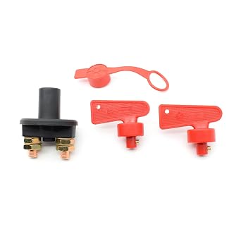 12-24V Battery Disconnect Switch Key Power Isolator Cut Off Kill Switch + 2 Removable Keys for RV Car Marine ATV Truck Boat Car Disconnect