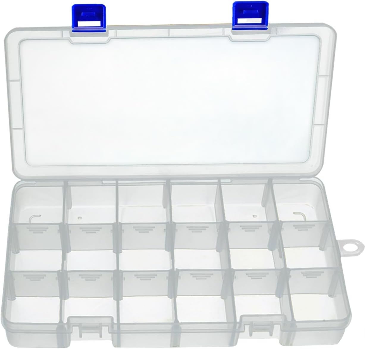 DUOFIRE Bead Organizer Box with Adjustable Dividers - Clear Plastic Storage for Beads, Jewelry, Fishing Tackle (18 Grids, White)