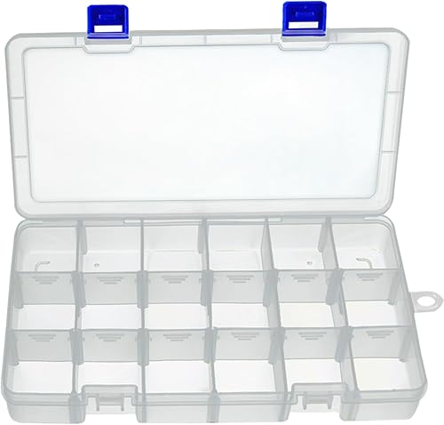 Miniatura 8 de Organizador de plástico DUOFIRE, caja contenedora con divisores ajustables, cuadrícula extraíble, con compartimentos para colgantes de joyas,