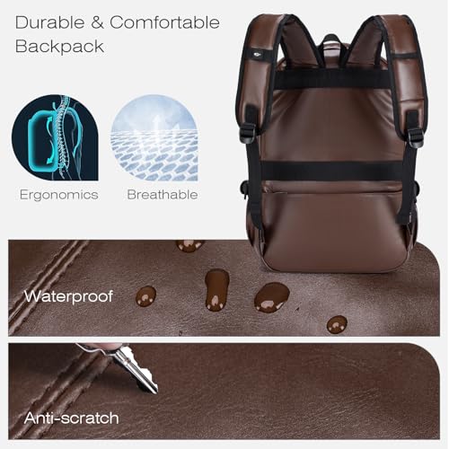 SPAHER Leder Rucksack Schulrucksack Reiserucksack Handgepäck Wizzair Easyjet Rucksack 15,6 Zoll Laptoprucksack Backpack Tagesrucksack Casual Backpack Daypack Geschenk für Damen Herren