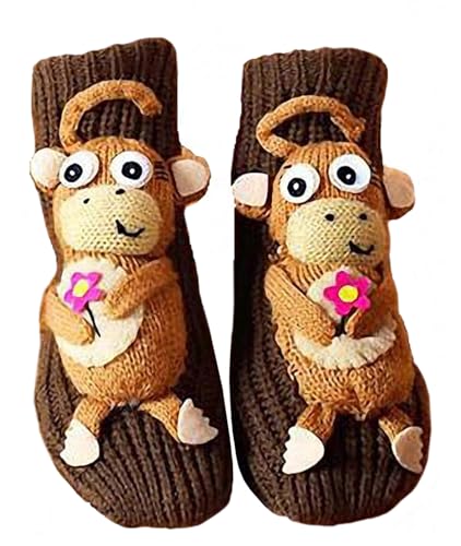Image of Women's Non-slip Household Floor Socks Knit Casual Animals Slippers Socks Christmas Stockings Decor