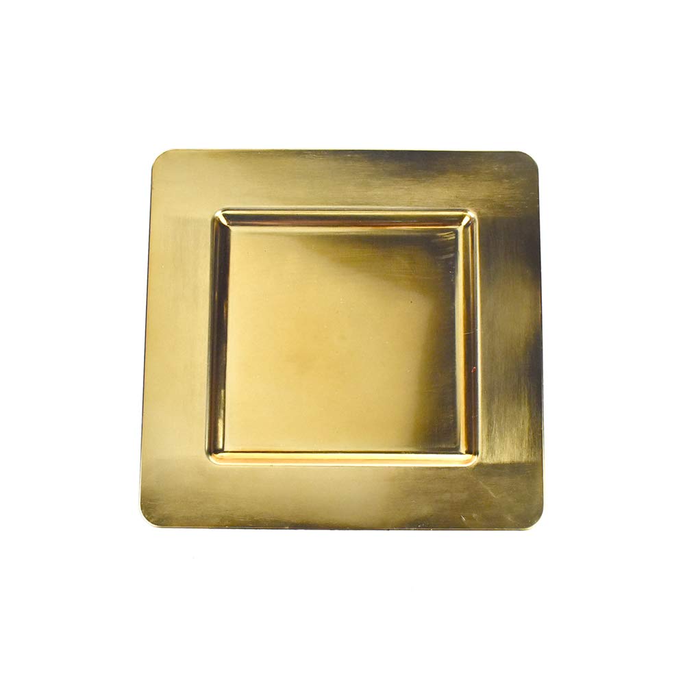 Homeford Plastic Square Charger Plate, 13-Inch (Gold)
