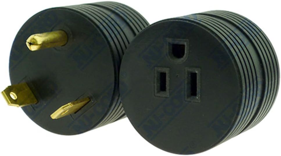 NU-SET Lock | RV Adapter Plug | 30 Amp Male - 15 Amp Female | RV Accessories & Door Hardware (Black)