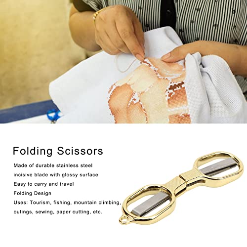 Tesoura dobrável, tesoura portátil para viagem, fio de aço inoxidável, corte de papel, costura, bord