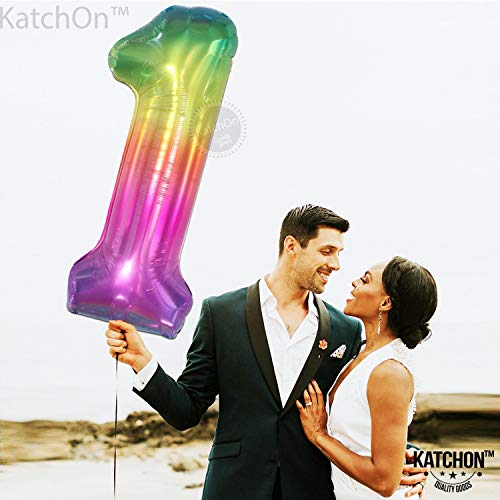 Image of KatchOn Foil Rainbow Number 1 Balloon - 40 Inch