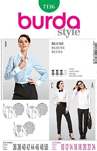 BurdaLadies Sewing Pattern 7136 Smart Fitted Shirts & Blouses