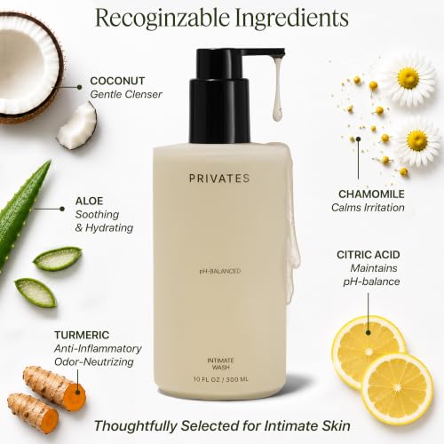 Image of PRIVATES pH-Balanced INTIMATE WASH for Women & Men | Odor Control, Irritation & Dryness Relief | Hydrating & Soothing with Aloe | Microbiome-Friendly | Natural Ingredients | Fragrance-Free | 10 fl oz