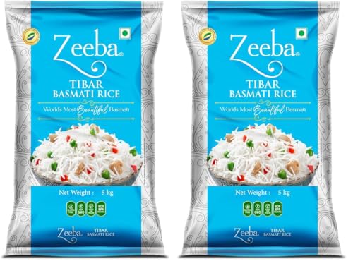 Image of Zeeba Tibar Basmati Rice 5 Kg, Perfect for Daily Home Cooking (Cooked length upto 18mm*) (Pack of 2)