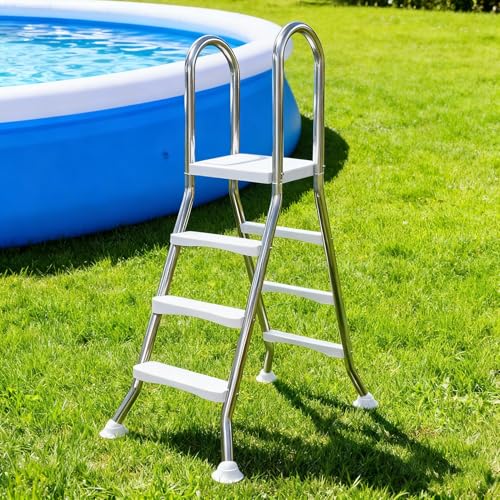 Escalera para piscina elevada de 3 pasos doble cara acero inox miniatura 1