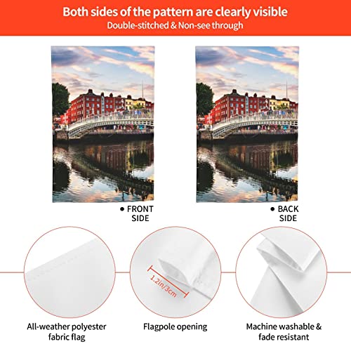 Annava Bridge Sunset River Landscape Spring Garden Flag Double-Sided, 12 X 18 Inch Durable Polyester Spring Summer Holiday Outdoor Yard/Window/Mailbox Decorative Flag #TOP2