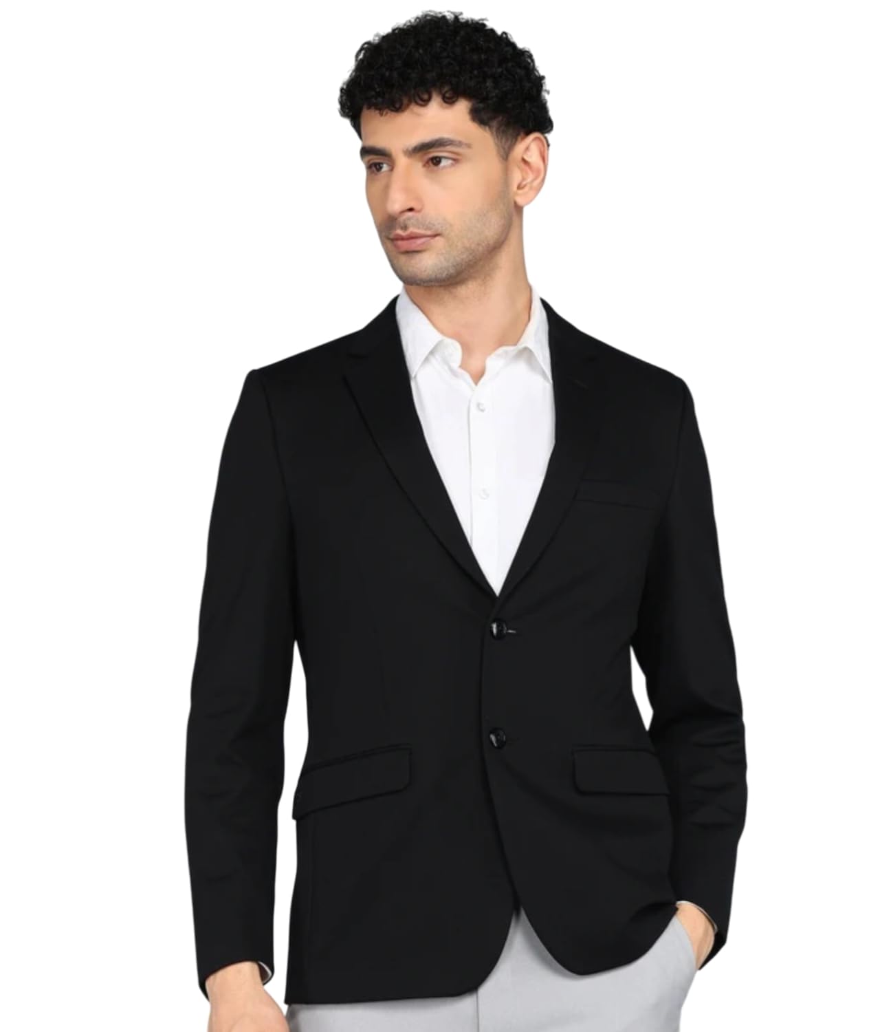 men bazar Men's Solid Black Single Breasted Blazer, Casual, Formal, Party, Festive-picture-33