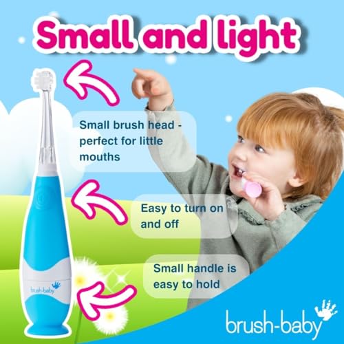 Brush-Baby - BabySonic Blue Electric Toothbrush, 0-36 Months - Soft, Gentle Vibrating Toothbrush for Sensitive Gums & New Teeth - with LED Light & Suction Base - Baby & Toddler Brush Heads - Image 5