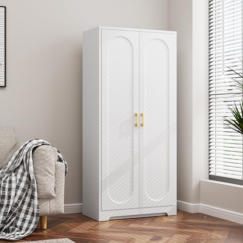 TIMELESS PIECES 60\" Tall Kitchen Pantry Storage Cabinet,Black Freestanding Cupboard Cabinet with 2 Doors and 3 Adjustable Shelves for Diningroom,Bathroom,Laundry,Living Room - Thumbnail 7