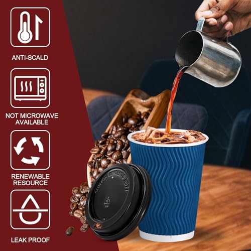 Lamosi Disposable Coffee Cups with Lids, Insulated To Go Coffee Cups with Lids - Image 3
