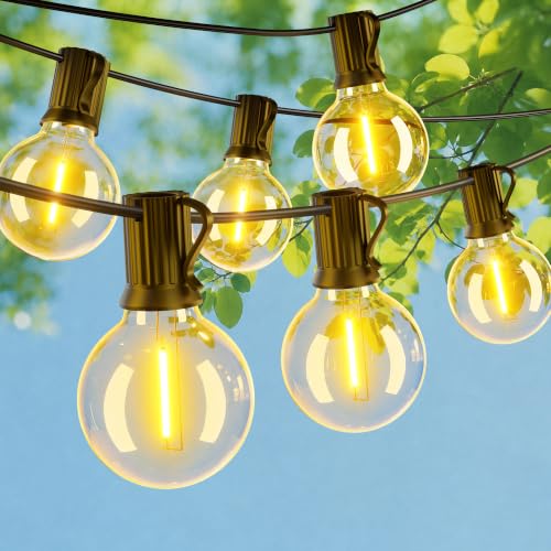OHLUX Outdoor String Lights 55FT Shatterproof LED Patio Lights with 26 Dimmable Plastic G40 Bulbs 2200K Waterproof Connectable Hanging String for Backyard Cafe Porch Deck E12 Base