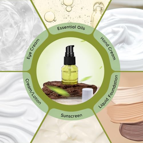 Image of Segbeauty 3pcs Refillable Glass Creams Lotions Bottles, 0.5oz Empty Travel Glass Pump Bottle Lotion 1oz Lotion Pump Bottle Dispenser for Essential Oils, 2oz Mini Travel Container for Foundation Green