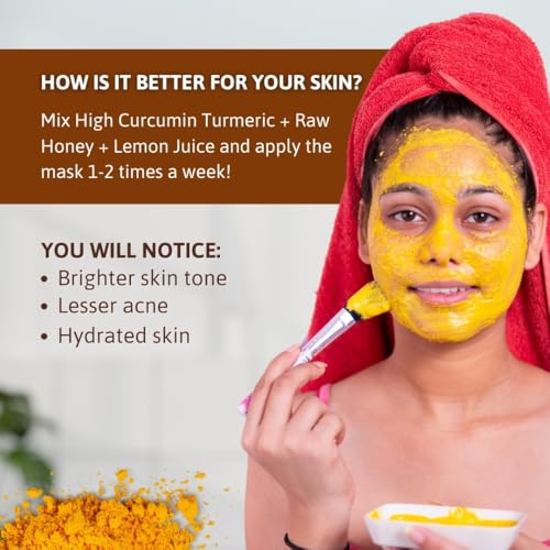 Image of Honey and Spice High Curcumin Turmeric (250g) | Paper Packaging | Haldi Powder | Ideal for Eating, Drinking, Cooking | Natural and Fresh