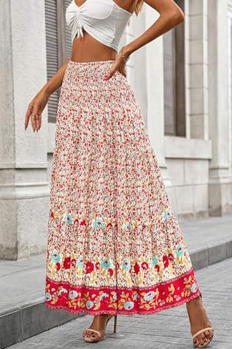 Image of CFLONGE Summer Maxi Skirts for Women 2026 Trendy Floral A Line Boho Skirt