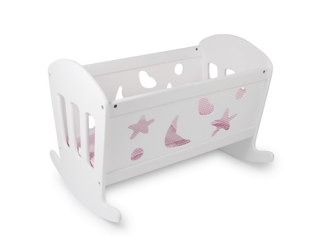 Gamez Galore White Solid Doll's Rocking Cradle Crib Bed