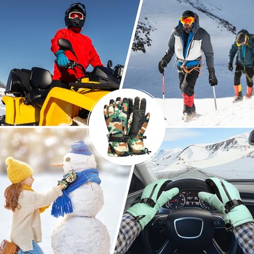 Image of Ski Gloves,Snow Gloves Waterproof Winter Warm Cold Weather Touchscreen Gloves for Parent& Child Kids Skiing,Snowboarding