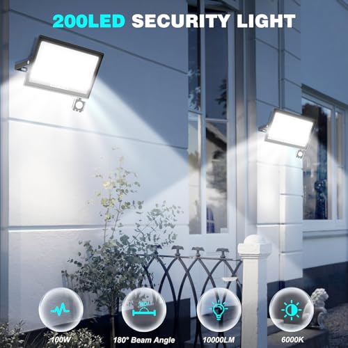 T-SUN Security Lights Outdoor Motion Sensor, 100W Dusk Till Dawn Outdoor Lights, 10000 Lumen LED Floodlight - Image 2