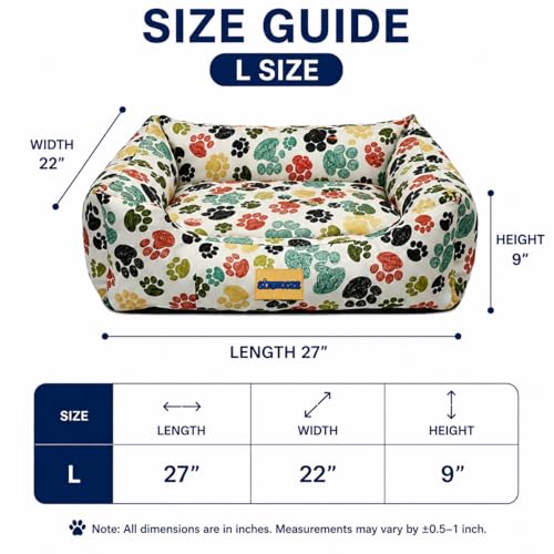 Image of SITSNOOZE Large Dog Bed (10 to 20kg) for Labrador, Golden Retriever, German Shepherd - Orthopedic Washable Sofa Mattress, Luxury Soft Warm Winter Lounger Cushion, Waterproof Pet Bed (Multi, L)