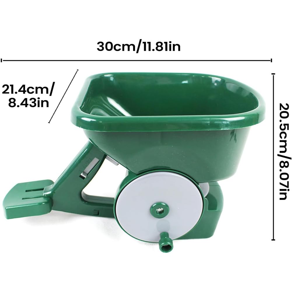 Spandiconcime da giardino, strumento per semina manuale, capacità 3 l, 4 impostazioni di velocità regolabili, manico telescopico ergonomico per piantare e sciogliere la neve