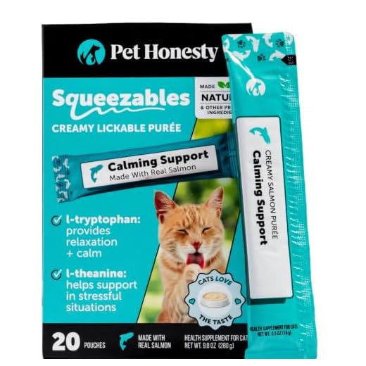 Pet Honesty Vet Backed Cat Calming Supplement Puree, Salmon, 20 Ct