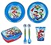 Vajilla Infantil 6 Piezas de Super Mario - Niños y Niñas - Contiene Plato, Vaso, Tenedor, Cuchara, Cuenco y Sandwichera - Para Casa, Escuela, Camping, Comidas, Desayunos. (Super Mario - 6pcs)